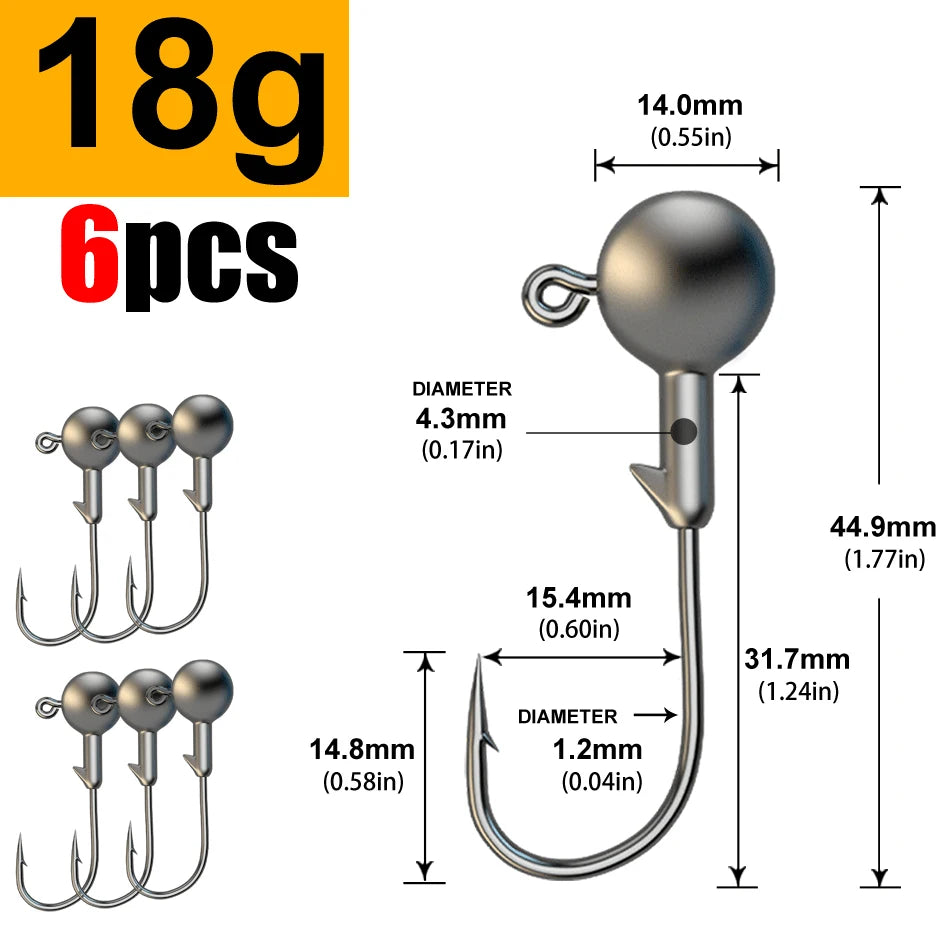 Jig Head Hook Assortment – 1g to 28g Weights for Soft Plastics 18g Nova Fishing & Outdoors
