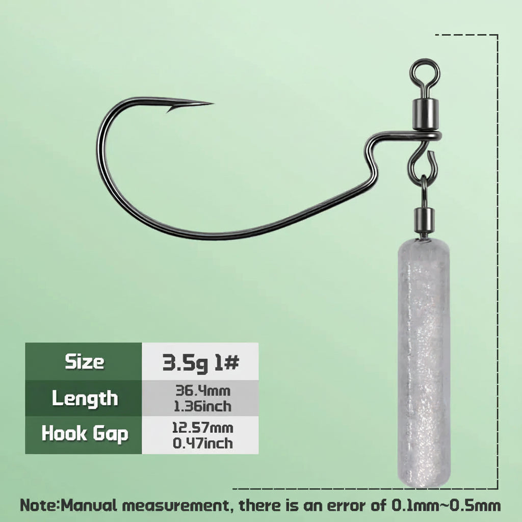Nova Drop Shot Rig Kit – Pre-Weighted EWG Hooks with Sinker for Bass (5-Pack) 3.5g 1Hook Nova Fishing & Outdoors