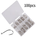 100-Piece High Carbon Steel Fishing Hook Assortment – 10 Sizes - 100 Piece 10 Size Silver (100 pc) Nova Fishing & Outdoors