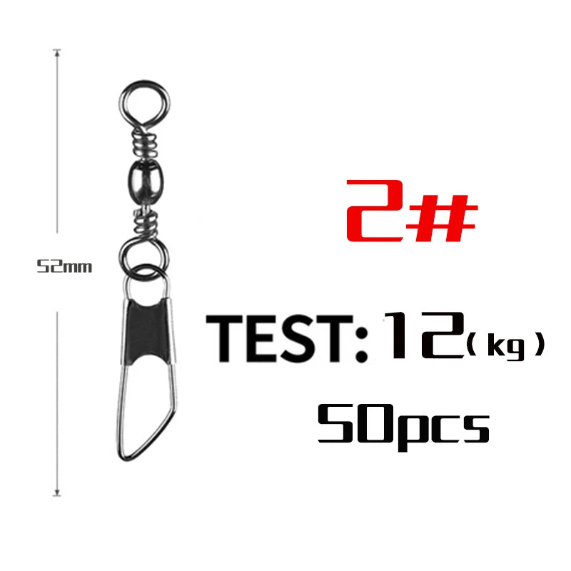 Snap Swivel Connectors – 50-Piece Stainless Steel Saltwater Fishing Terminal Tackle Size 2 Nova Fishing & Outdoors
