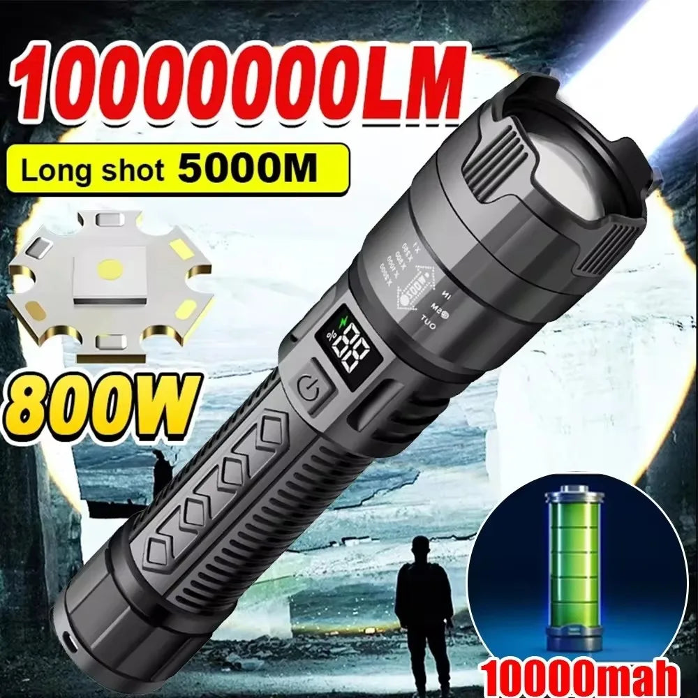 Nova 2000LM High-Power Tactical Flashlight Waterproof Searchlight for Camping Fishing Hunting