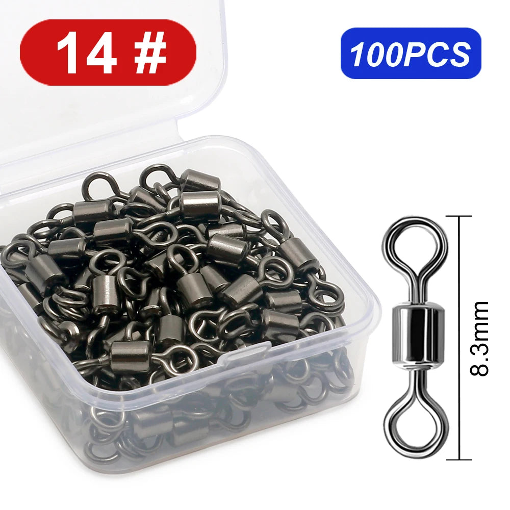 Nova Bearing Swivels – Bulk Stainless Steel Rolling Connectors, Saltwater (100pc) 14 100PCS Nova Fishing & Outdoors