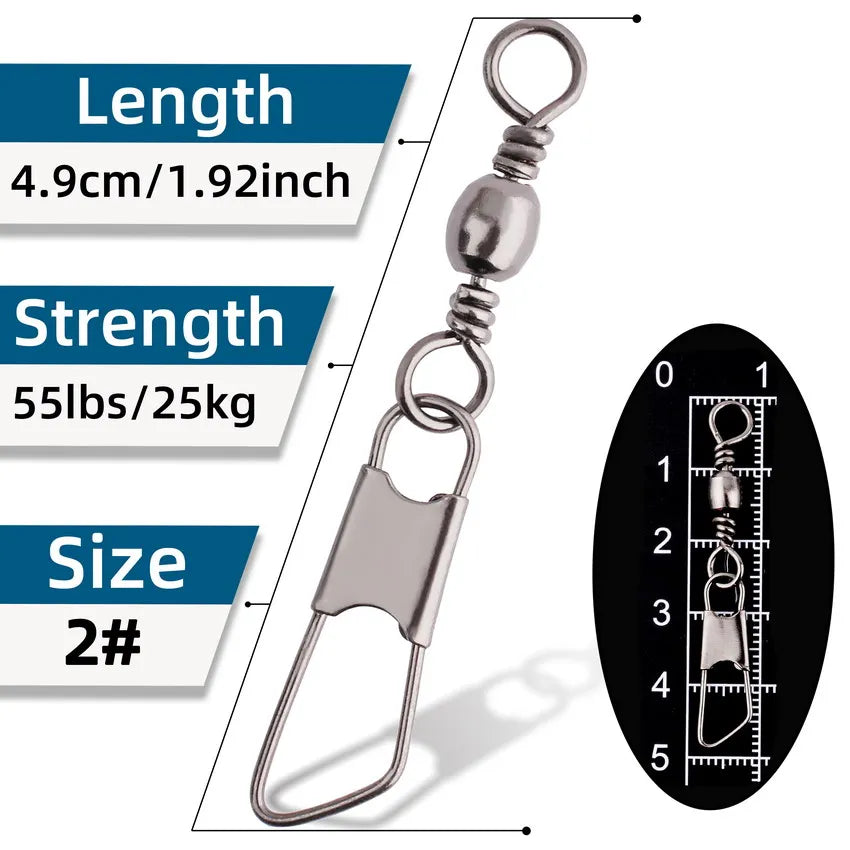 50-Piece Brass Barrel Fishing Swivels – Stainless Steel Ring Connectors Nova Fishing & Outdoors
