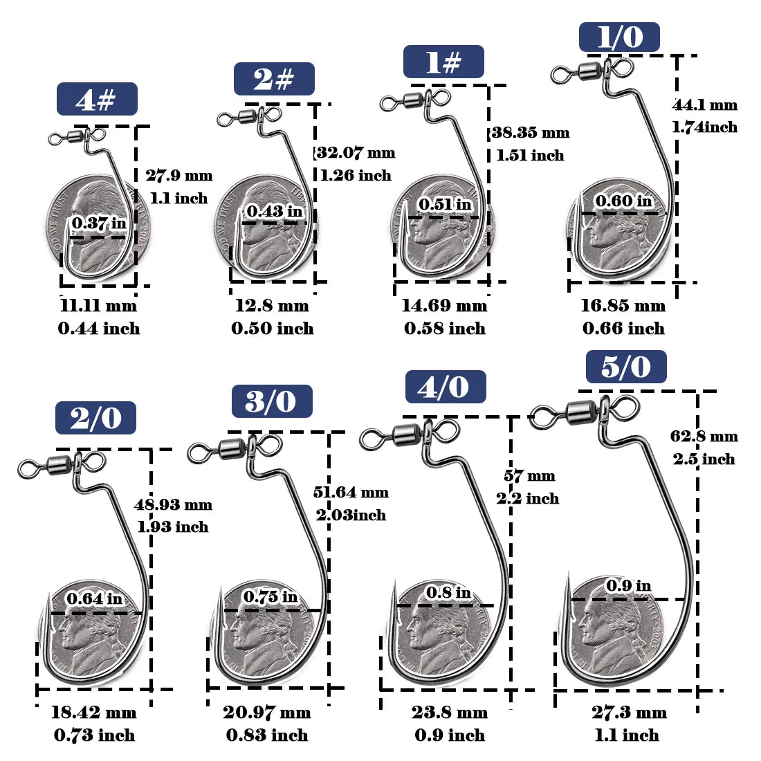 Nova Spin Drop Shot Hooks – EWG Swivel Hooks for Tangle-Free Bass Rigs (10-Pack)