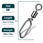 Nova Rolling Barrel Swivels with Snap – Quick-Lock Lure Connectors, 7 Sizes (25-100pc)