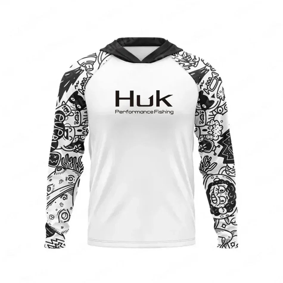 Nova Men's Performance Fishing Shirt - Animated Print Anti-UV Sunscreen Hoodie - Lightweight Quick-Dry Outdoor Apparel 04 Nova Fishing & Outdoors