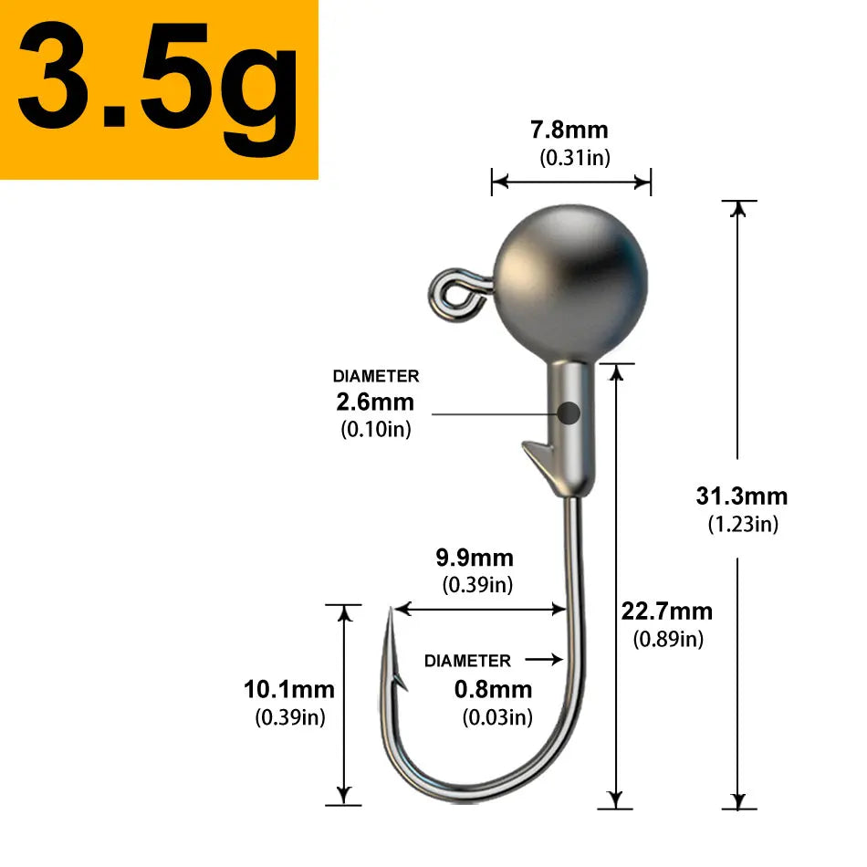 Jig Head Assortment – 30pcs, 1g to 28g Round Head Hooks for Soft Lures 3.5g 30 Pieces Nova Fishing & Outdoors