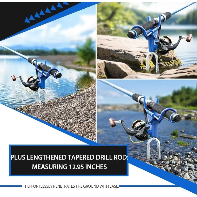 360° Adjustable Fishing Rod Holder, Heavy Duty Portable Foldable Stand with Ground Spike for Bank & Catfishing, Rust-Proof Nova Fishing & Outdoors