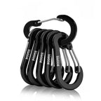 6-Piece Aluminum Carabiner Snap Clips – Secure Gear Connectors Black 6pcs Nova Fishing & Outdoors