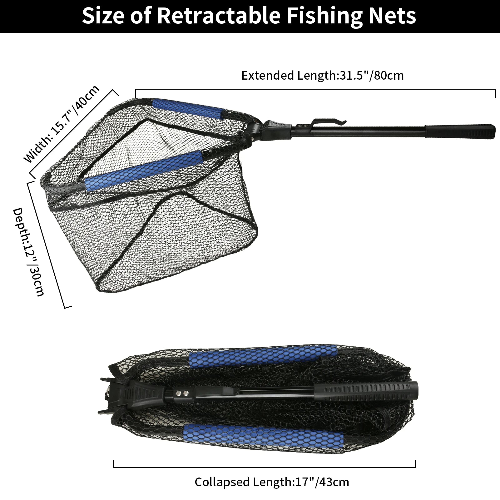Nova Fishing Landing Net - Aluminum Alloy Telescoping Folding Mesh Net - Safe Fish Catching & Releasing