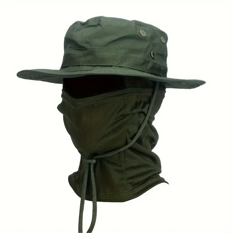 Nova Camouflage Boonie Hat with Balaclava Suit Foldable Wide Brim Fishing Cap Brown Army green Nova Fishing & Outdoors