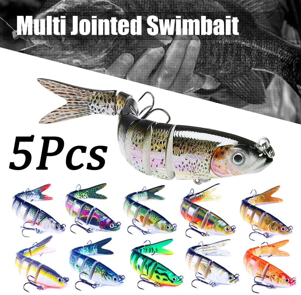 Hyper-Realistic 8-Segment Jointed Swimbait – Life-Like Sinking Action Random Color 5Pcs Nova Fishing & Outdoors