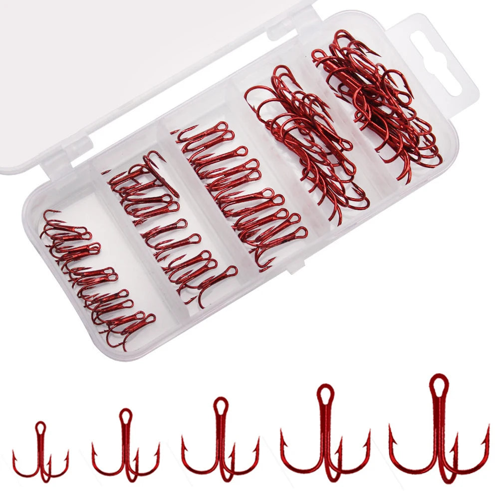 Nova Treble Hook Box – Barbed Carbon Steel Trebles for Lures & Sea Fishing (50pc)