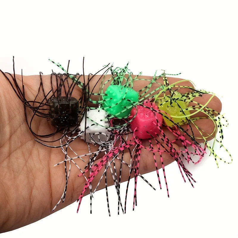 Nova Soft Fishing Lure Set - 5pcs Dice Rubber Bass Bait with Silicone Skirts for Freshwater & Saltwater, Multi-Col