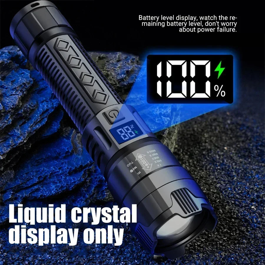 Nova 2000LM High-Power Tactical Flashlight Waterproof Searchlight for Camping Fishing Hunting