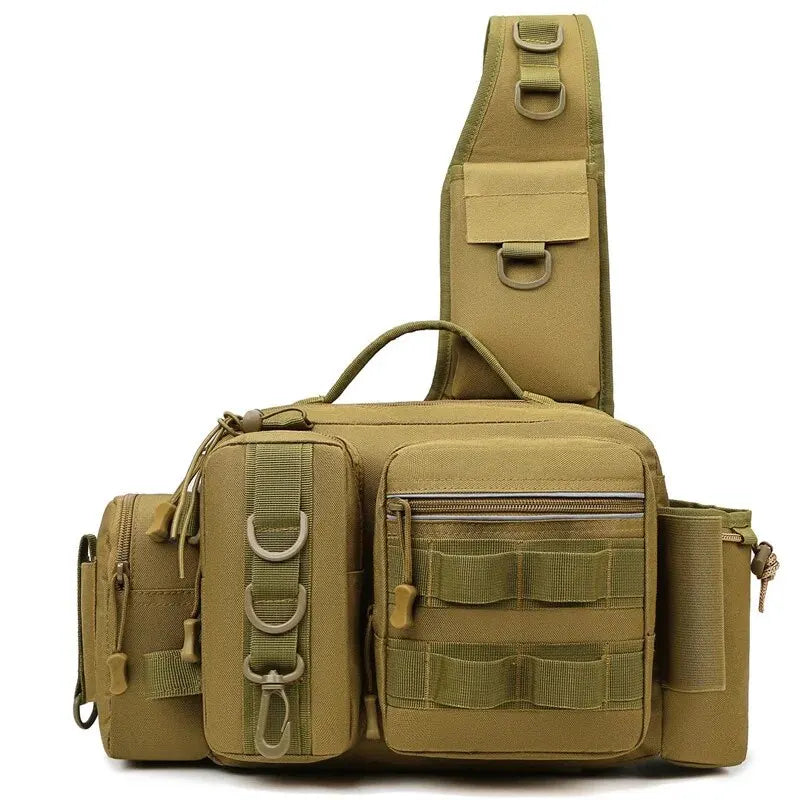 Nova Multi-Functional Fishing Tackle Backpack - Waterproof Sling Bag with Rod Holder & Gear Storage Khaki Nova Fishing & Outdoors