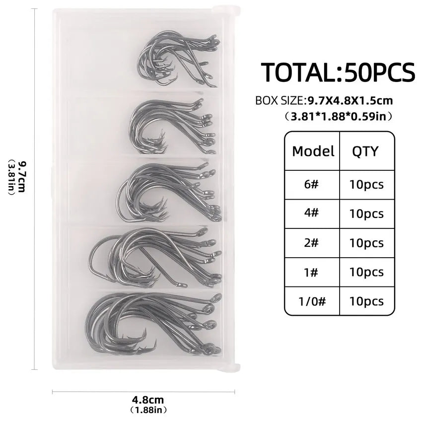 Nova Barbed Catfish Hooks – Circle Hook Assortment Box, Sizes 1/0–5/0, High Carbon Steel (50pc) Color A Nova Fishing & Outdoors