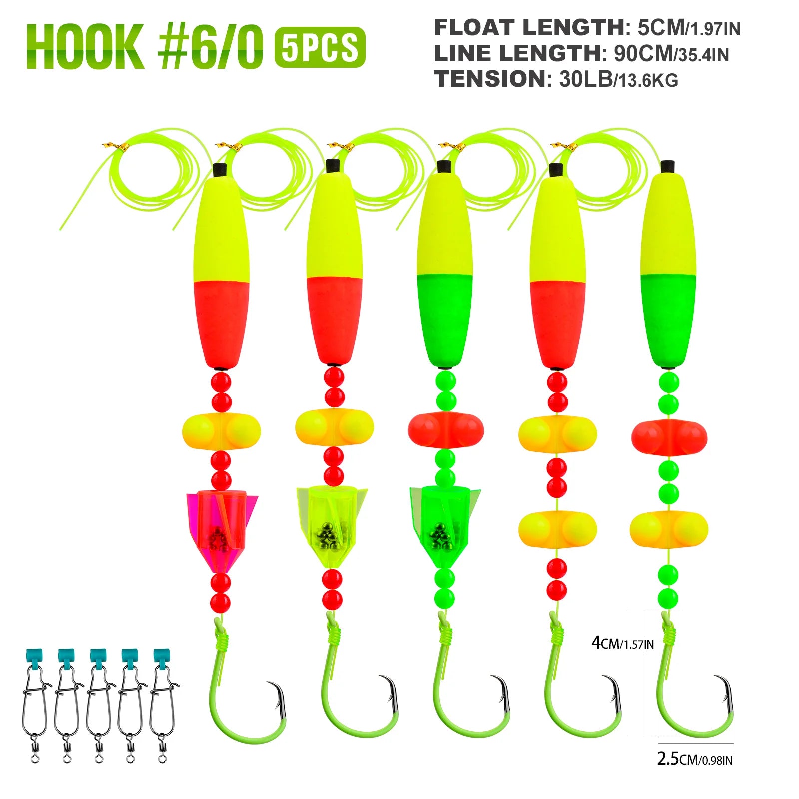 Nova Catfish Float Rigs – Pre-Tied Rattle Rigs with 6/0-10/0 Circle Hooks (5-Pack) Style 3 Nova Fishing & Outdoors