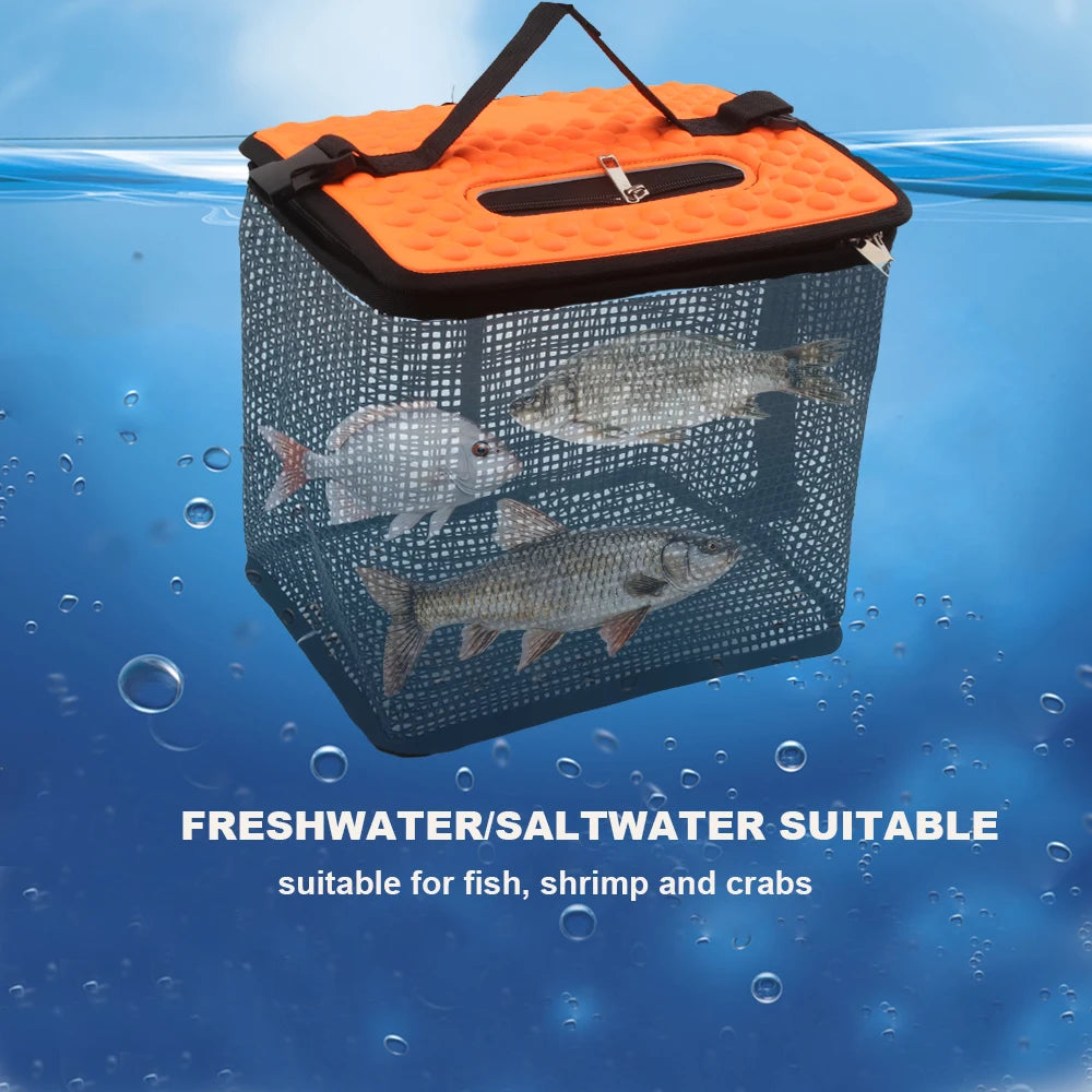 Portable Foldable Floating Mesh Fish Basket and Minnow Bucket Nova Fishing & Outdoors