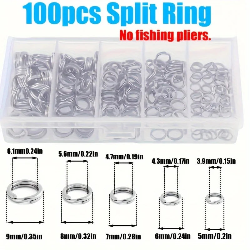 Nova Stainless Steel Split Rings – Heavy-Duty Lure Connectors with Pliers (100/200pc) 100pcs Nova Fishing & Outdoors