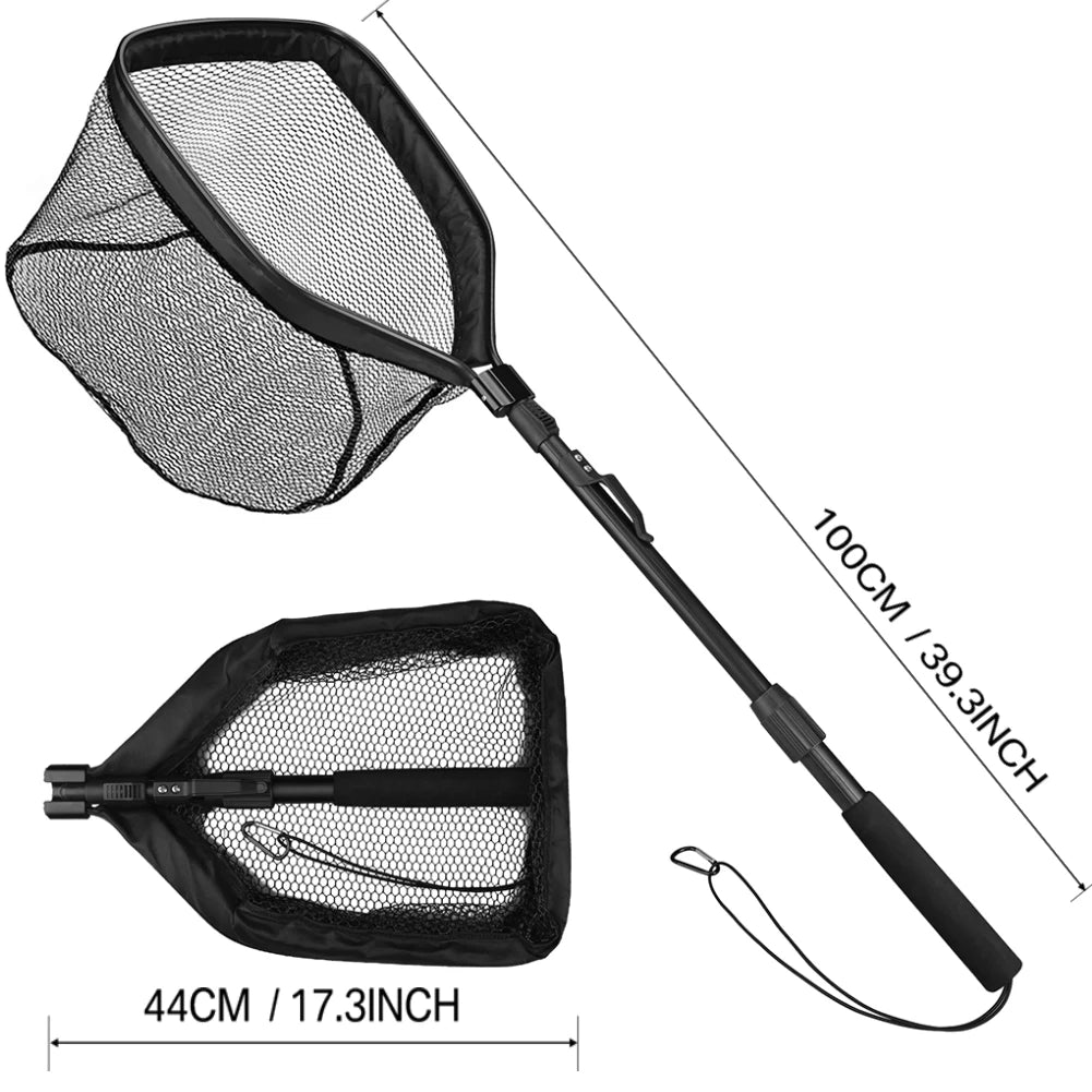 Nova Fishing Landing Net - Aluminum Alloy Telescoping Folding Mesh Net - Safe Fish Catching & Releasing