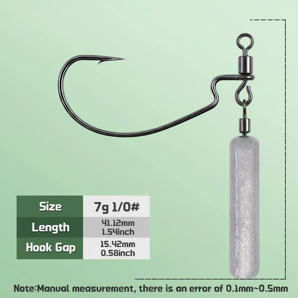 Nova Drop Shot Rig Kit – Pre-Weighted EWG Hooks with Sinker for Bass (5-Pack) 7g 1-0Hook Nova Fishing & Outdoors
