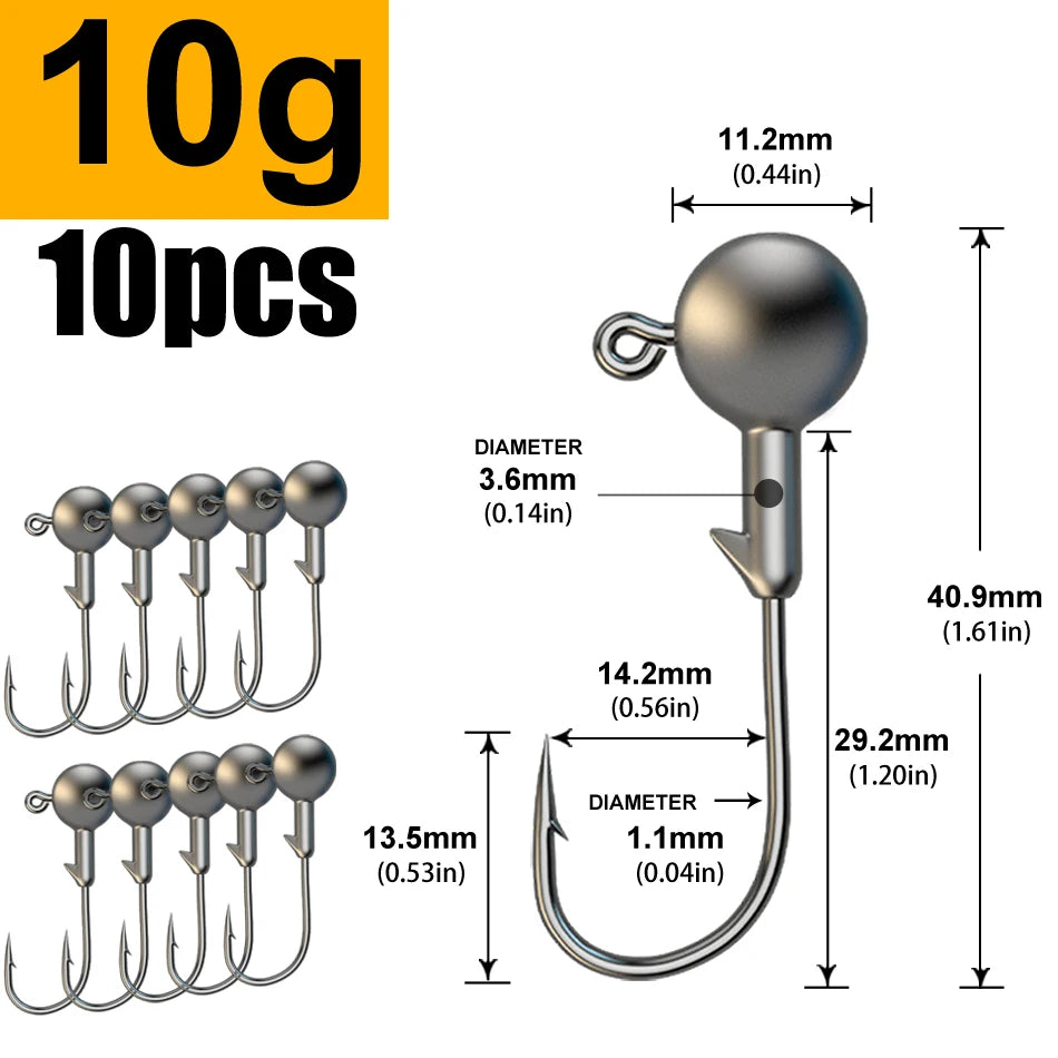 Jig Head Hook Assortment – 1g to 28g Weights for Soft Plastics 10g Nova Fishing & Outdoors
