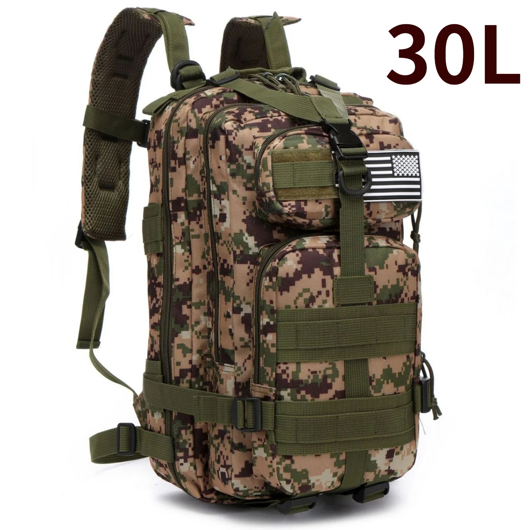 Nova Military Tactical Backpack Large Molle Outdoor Rucksack Waterproof Camping Hiking Fishing Bag Camouflagegreen(30L) Nova Fishing & Outdoors