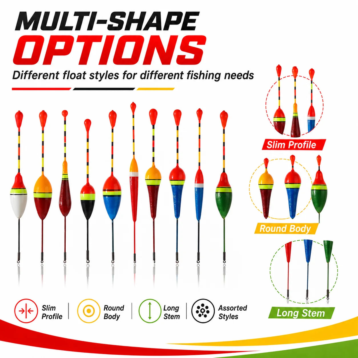 Assorted Fishing Floats Bobbers High Visibility Spring Bottom Bite Indicators for Freshwater Pond Lake River Fishing Tackle Kits Nova Fishing & Outdoors