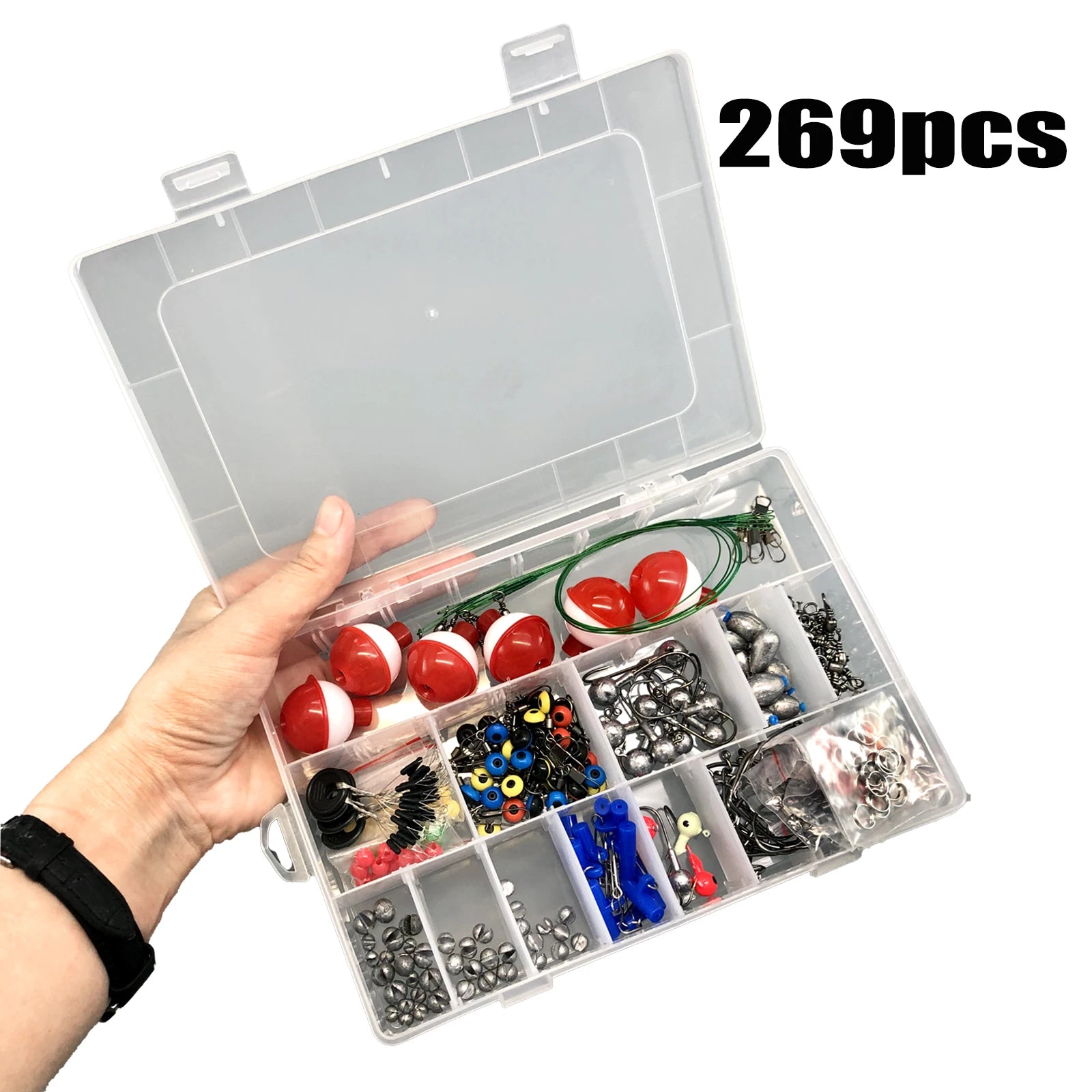 Nova 187/269Pcs Fishing Accessories Kit Set with Tackle Box Hooks Sinkers Swivels Gear Tackle Organizer