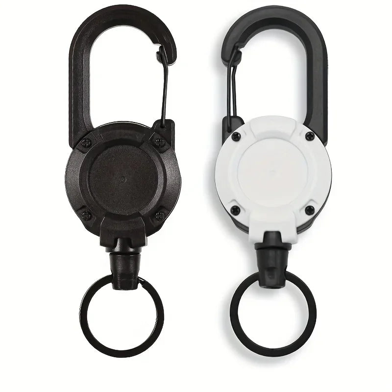 Heavy-Duty Retractable Tool Lanyard with Carabiner Clip Black and White (2 Pieces) Nova Fishing & Outdoors