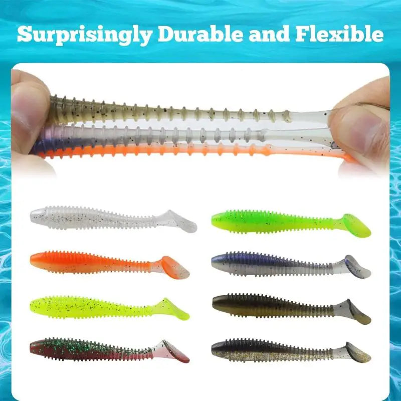 Soft Plastic Worm Lure Assortment Kit – 15/30/50pc Silicone Bass Baits Nova Fishing & Outdoors