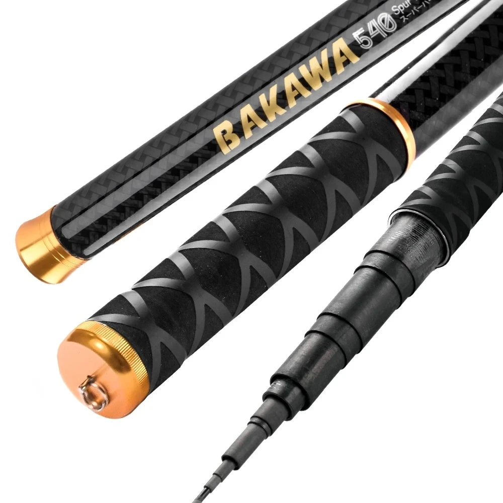 BAKAWA Ultralight Hard Carbon Fiber Hand Fishing Rod Telescopic 3.6M 4.5M 5.4M 6.3M 7.2M Stream Pole Mini Travel Carp Tackl Nova Fishing & Outdoors