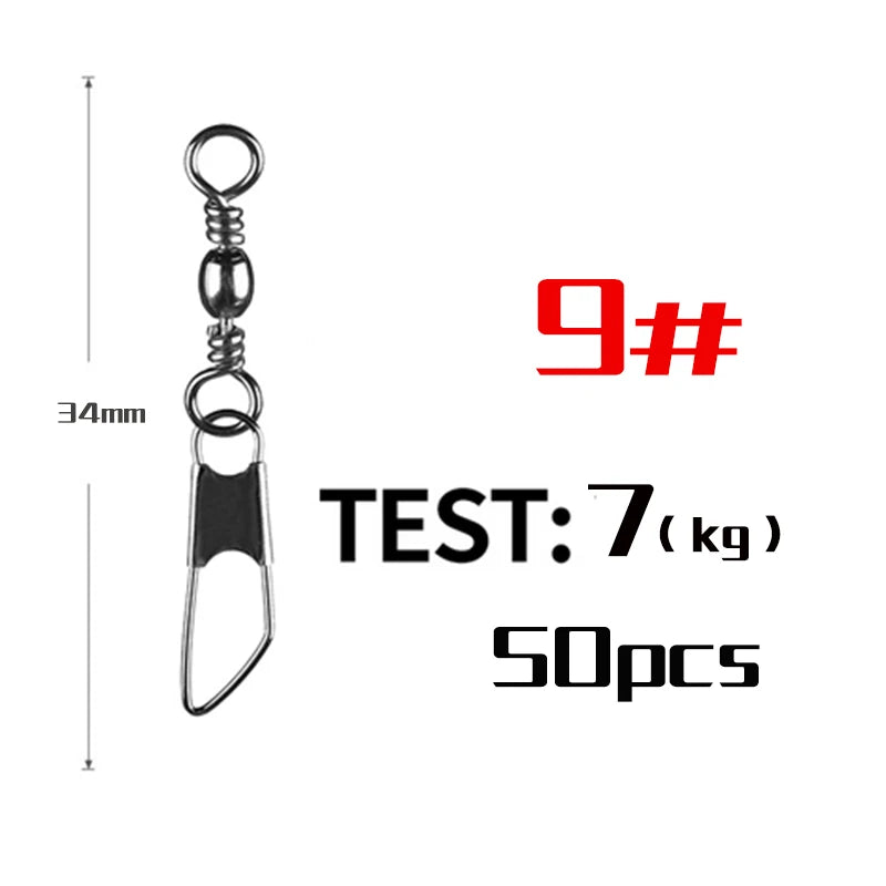 Snap Swivel Connectors – 50-Piece Stainless Steel Saltwater Fishing Terminal Tackle Size 9 Nova Fishing & Outdoors