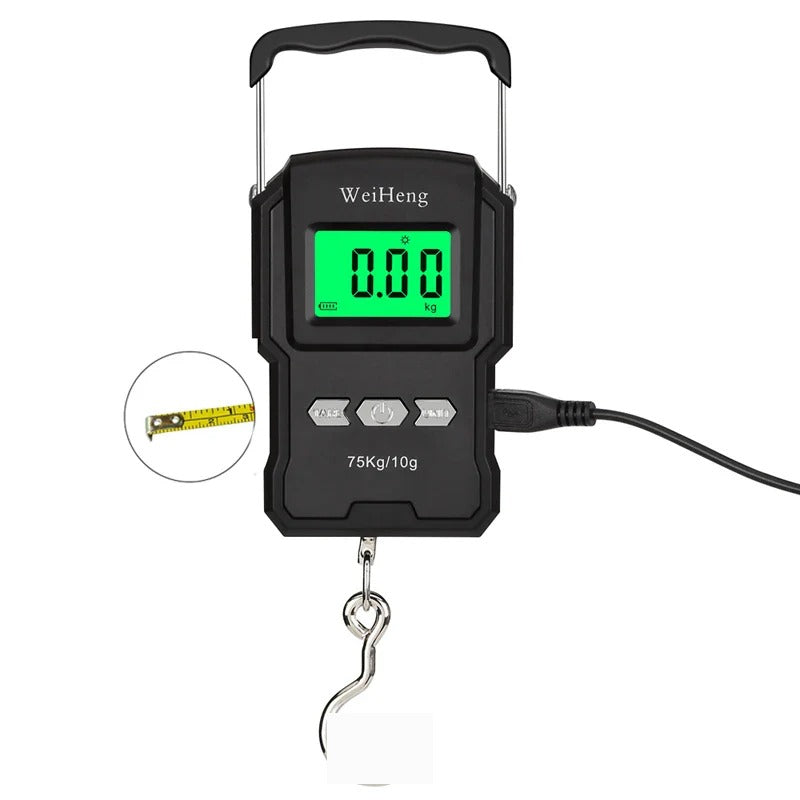 Nova Digital Fishing Scale – 75kg/10g Capacity with Retractable Tape Measure & Backlit LCD Nova Fishing & Outdoors