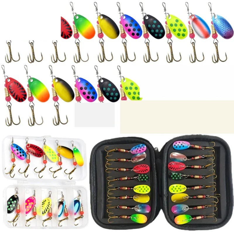 Nova Metal Spoon Spinner Fishing Lure Set - 16pcs Inline Waterdrop Crankbaits with Treble Hooks and Storage Case, Multi-Color Nova Fishing & Outdoors