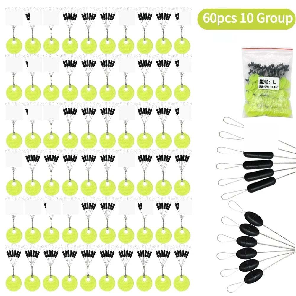 Nova Rubber Space Beans – Oval & Column Bobber Stops for Float Fishing (60pc) Nova Fishing & Outdoors