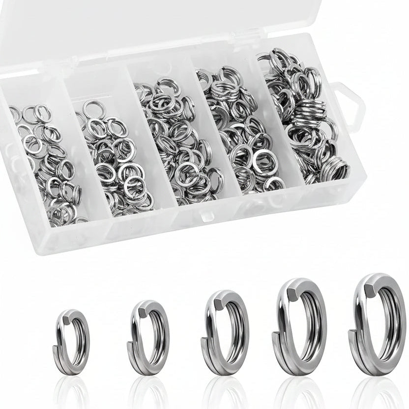 Nova Split Rings Bulk Pack – High-Strength Stainless Lure Connectors, 5 Sizes (200/250pc) Nova Fishing & Outdoors
