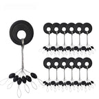 Black Rubber Space Beans – 60pc Oval Bobber Stoppers for Float Fishing - 60Pc Oval Three Sizes Nova Fishing & Outdoors