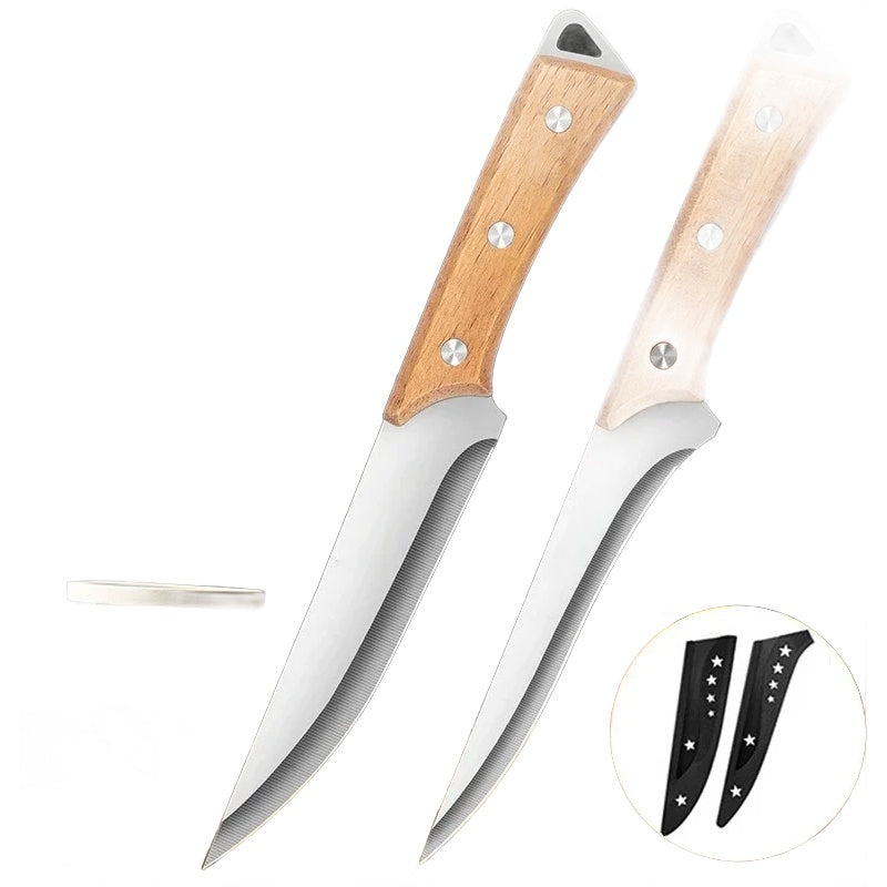 Fish Fillet Knife with Stainless Steel Blade & Wooden Handle Nova Fishing & Outdoors