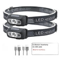 Strong Light Headlamp LED Sensor Headlamp USB Rechargeable Head Flashl 2pcs Nova Fishing & Outdoors