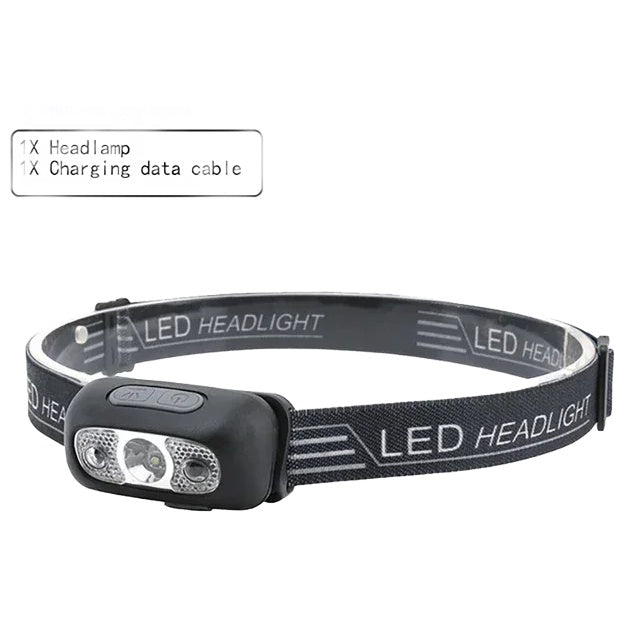 Hands-Free LED Headlamp with Motion Sensor – USB Rechargeable - Motion Sensor 1 Pack Nova Fishing & Outdoors