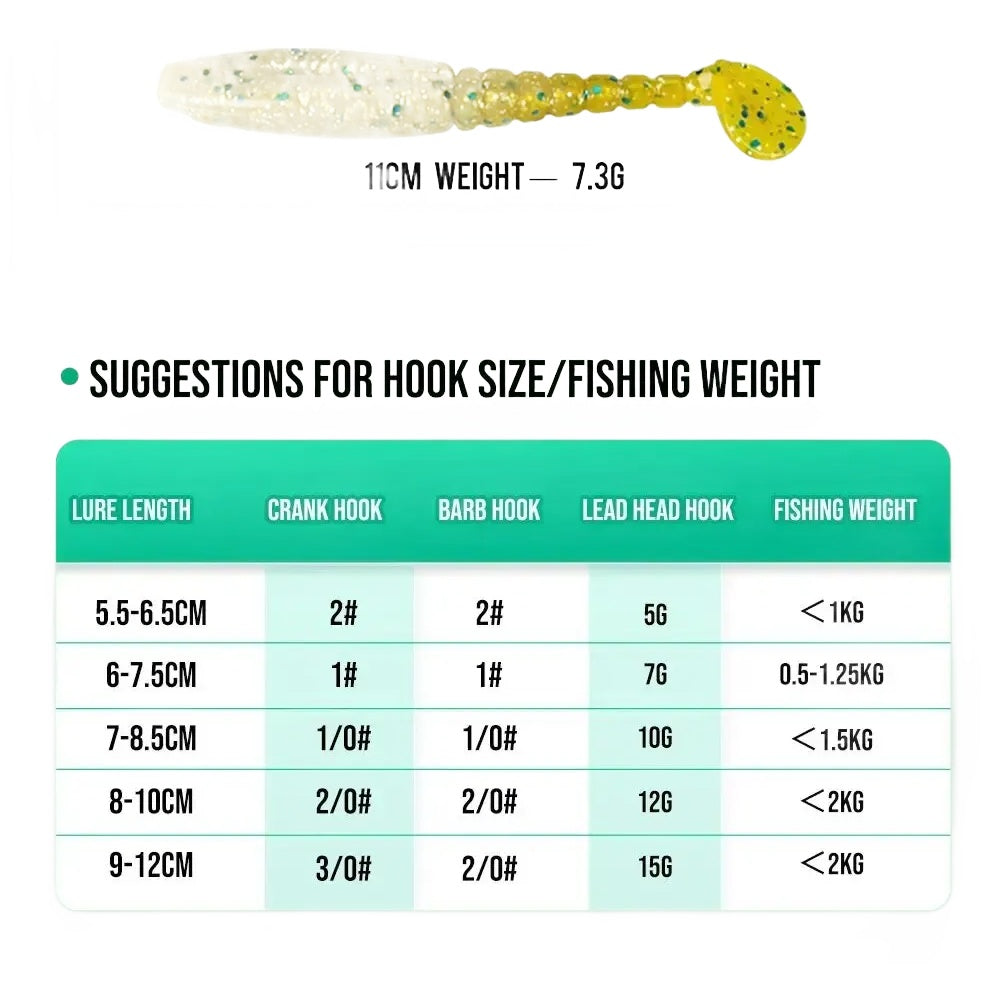 High-Elasticity T-Tail Worms – Realistic Silicone Bass Lures Nova Fishing & Outdoors